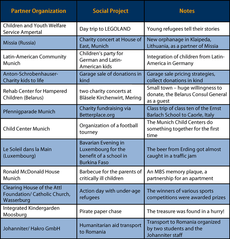 Overview Social Projects 2015