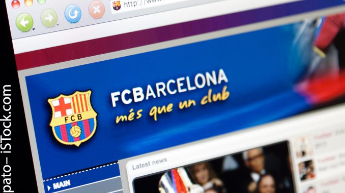 FC Barcelona's website with the catchy logo and slogan "Més que un club"
