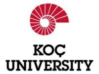 Logo der Koç University Istanbul mit rotem Spiral-Emblem und schwarzem Schriftzug.