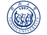 Rundes Logo der Tongji University Shanghai mit Gründungsjahr 1907 und blauem Emblem.