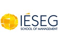 Logo der IESEG School of Management mit goldenem Globus-Emblem und blauem Schriftzug auf weißem Hintergrund.