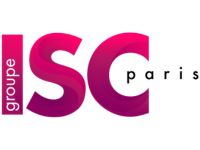 Logo der ISC Paris – Pinker und roter Schriftzug „groupe ISC paris" auf weißem Hintergrund.
