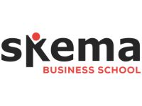 Logo der Skema Business School – Schwarzer Schriftzug mit rotem Punkt über „BUSINESS SCHOOL" in Rot.
