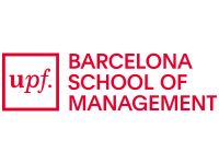 Logo der Barcelona School of Management (UPF) in Rot auf weißem Hintergrund.