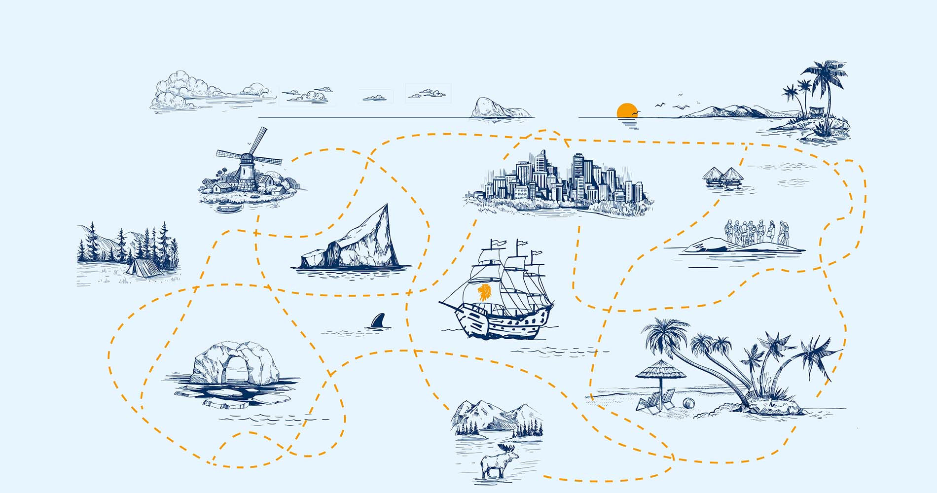 Karte mit unterschiedlichen Orten