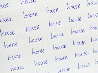 A paper with the word "house" written several times on it to provoke a vuja de