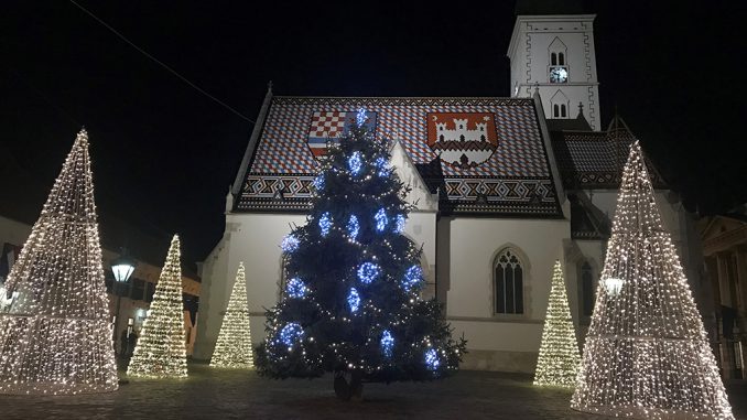 Zagreb's St. Mark's Church in Christmas garb