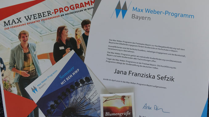 Info Material of the Max Weber Program, in which Jana Sefzik, a student at Munich Business School, was accepted.