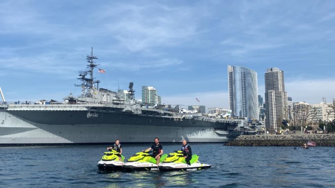 Jet ski tour in San Diego harbor during Philipp's semester abroad in the USA