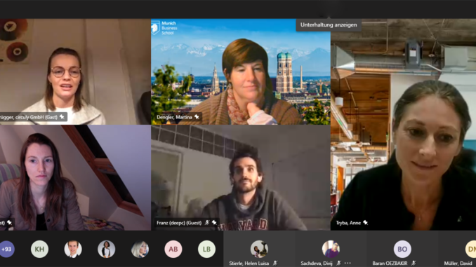 Munich Business School: MBS Start-up Spirit No. 5 The guest speakers and hosts during the virtual MBS Start-up Spirit No. 5 at Munich Business School