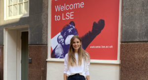 Linda, alumna of Munich Business School, at the LSE campus
