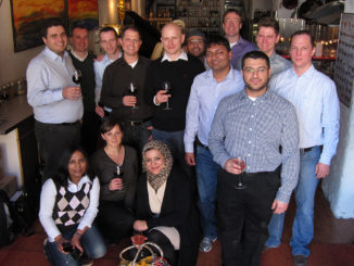 Group photo of Sachin Bansal's MBA cohort at Munich Business School during a cooking class team building event