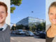 Collage of portrais of Caroline Baumann and Maximilian Felmayer, alumni of Munich Business School, and the EY office in Munich