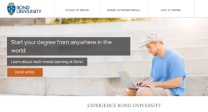 Screenshot of the Bond University website Screenshot of the website of Bond University, where students of Munich Business School can spend their semester abroad.