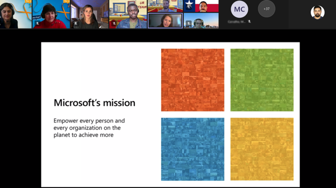 Microsoft presentation slide with Microsoft's mission