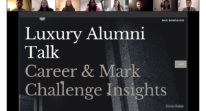 Opening slide of the Luxury Alumni Talk 2022 at Munich Business School