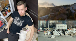 Alex, student of Munich Business School, in the basement during an air raid alert and some missile strikes and barricades in Kyiv