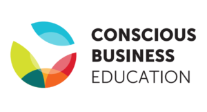 Logo of the Conscious Business Education research project, in which Munich Business School is a partner