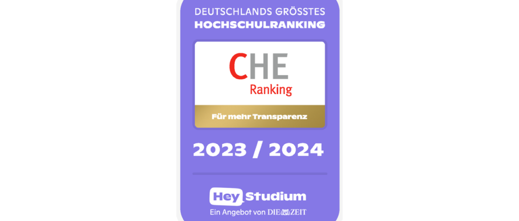 Seal of the CHE University Ranking 2023/24, in which MBS achieves very good results.