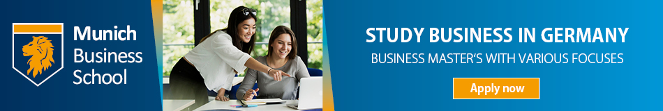 "Study Business in Germany" Banner; Business Master's at Munich Business School