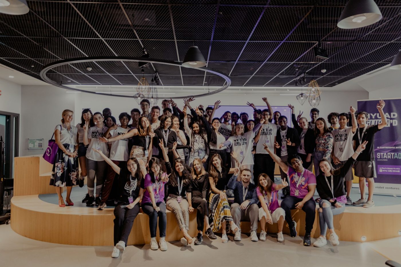 Prof. Dr. Barbara Scheck, Professor at Munich Business School, with a group of students at the Entrepreneurship Conference at NYU Abu Dhabi.